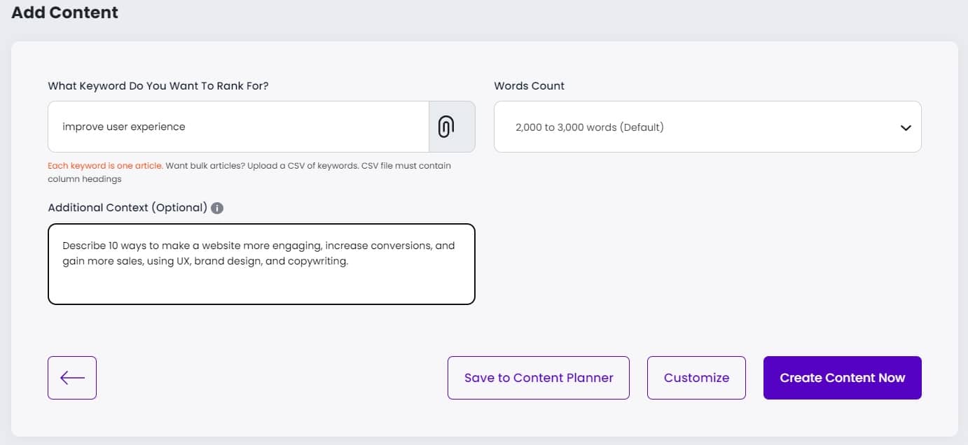 add content from a keyword in CAS