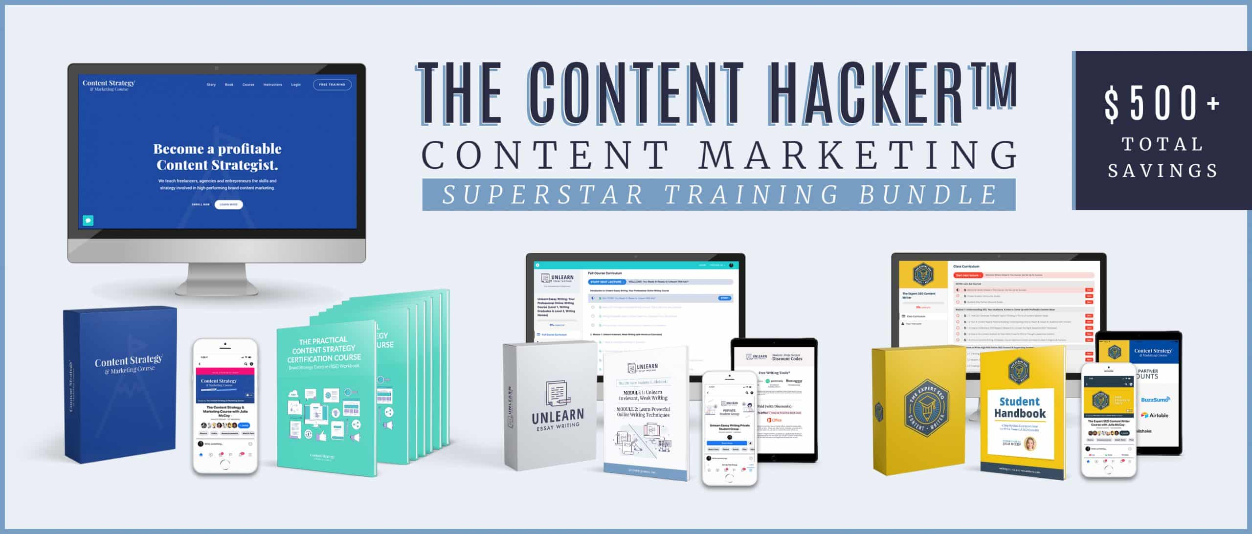 content hacker content strategy and seo writing course bundle