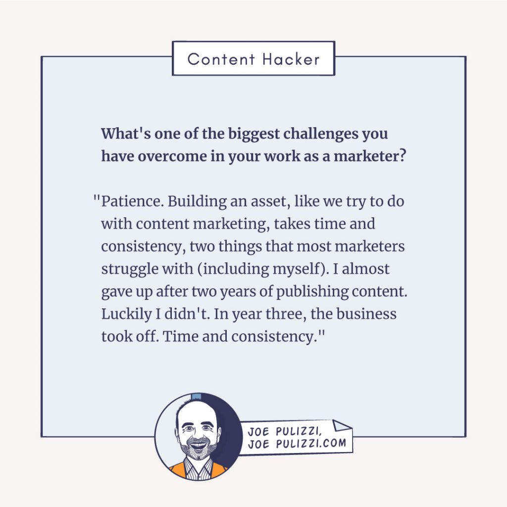 Joe Pulizzi's content marketing challenges