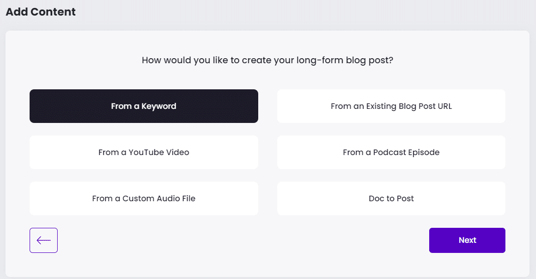 content at scale - add content selection