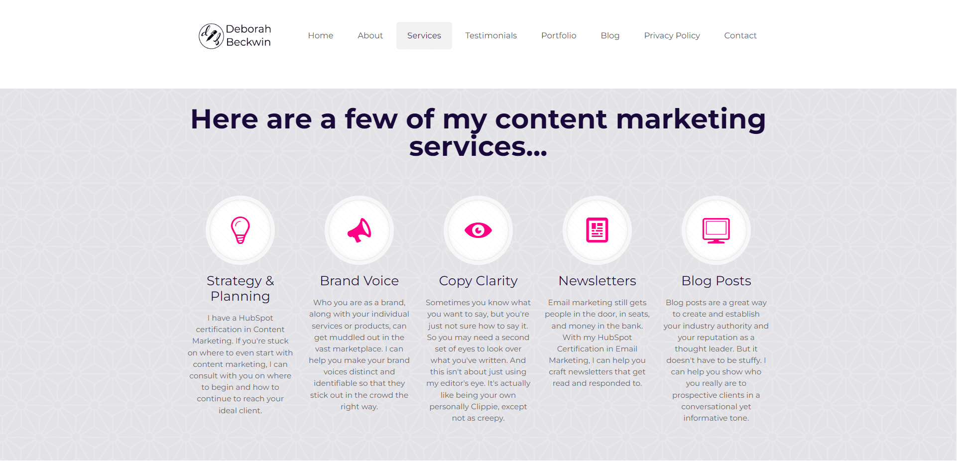 content strategist services - deborah beckwin