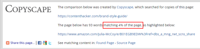 copyscape free tool match percentage