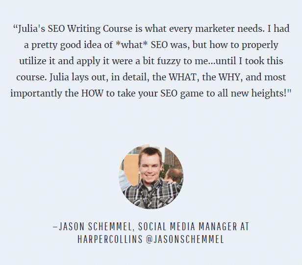 Expert SEO Content Writer Course testimonial