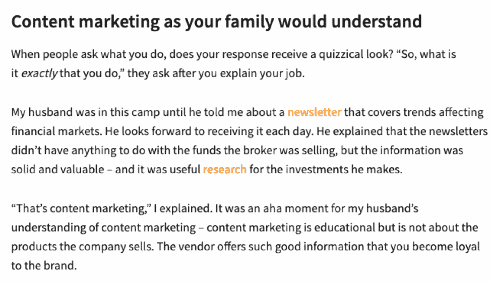 explain content marketing to your family