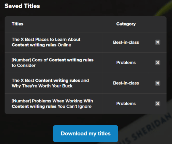 impact blog idea generator saved titles