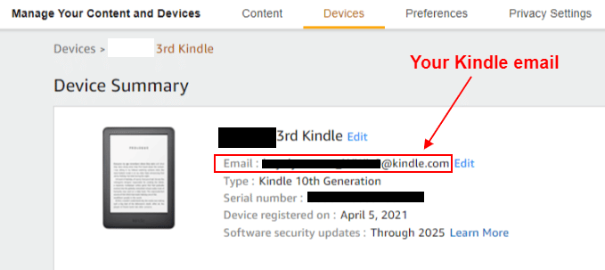 kindle email address