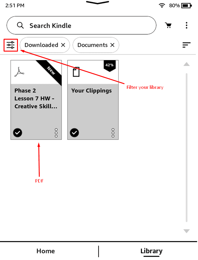 kindle library with pdf