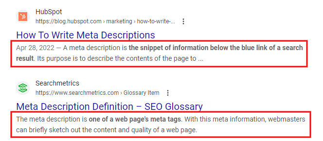 meta descriptions in serp