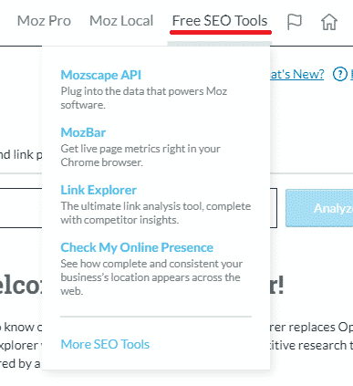 Moz Free SEO Tools