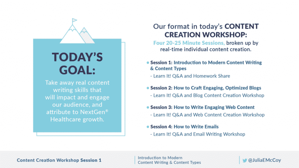 Content creation workshop slide