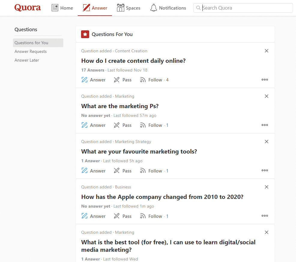 Quora questions that need answering