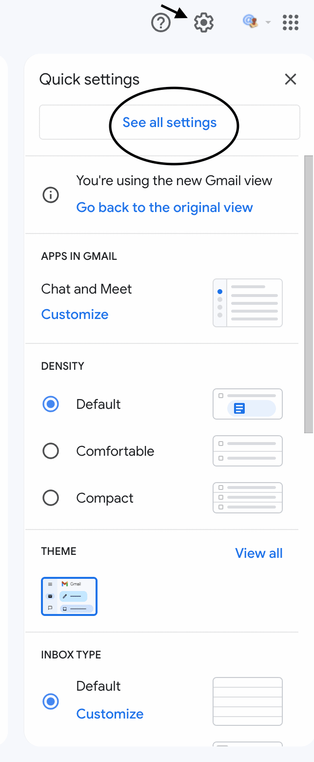 gmail see all settings