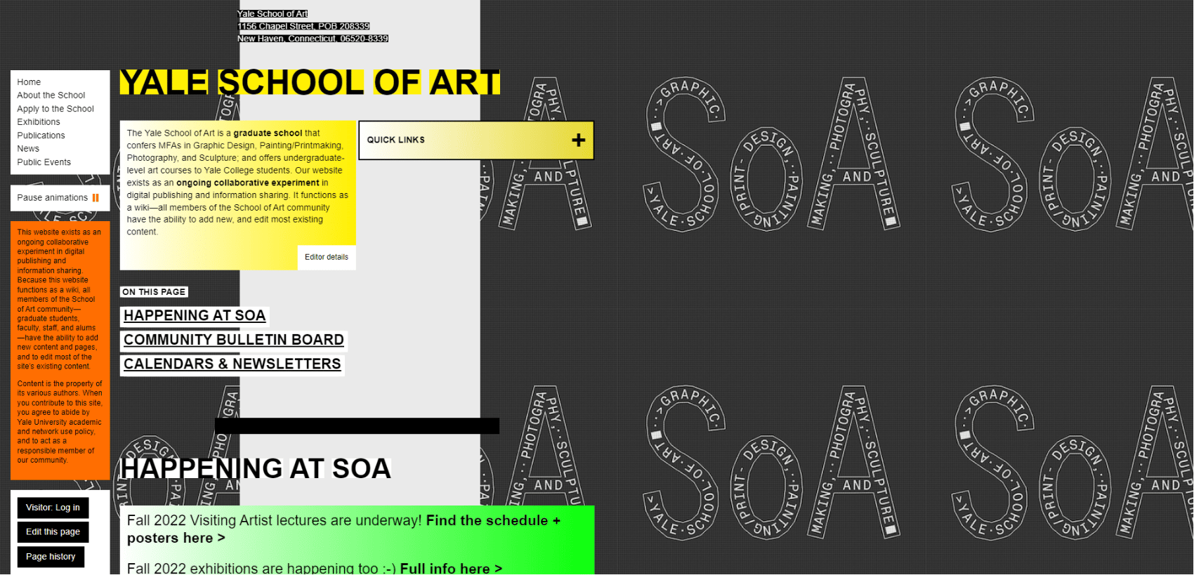 yale art dept website colors